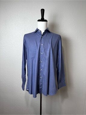 XACUS Blue Button Down Dress Shirt Size 17.5/44